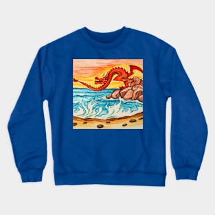 The Dragon Feeling the Beach Sunset Creative Artwork Crewneck Sweatshirt